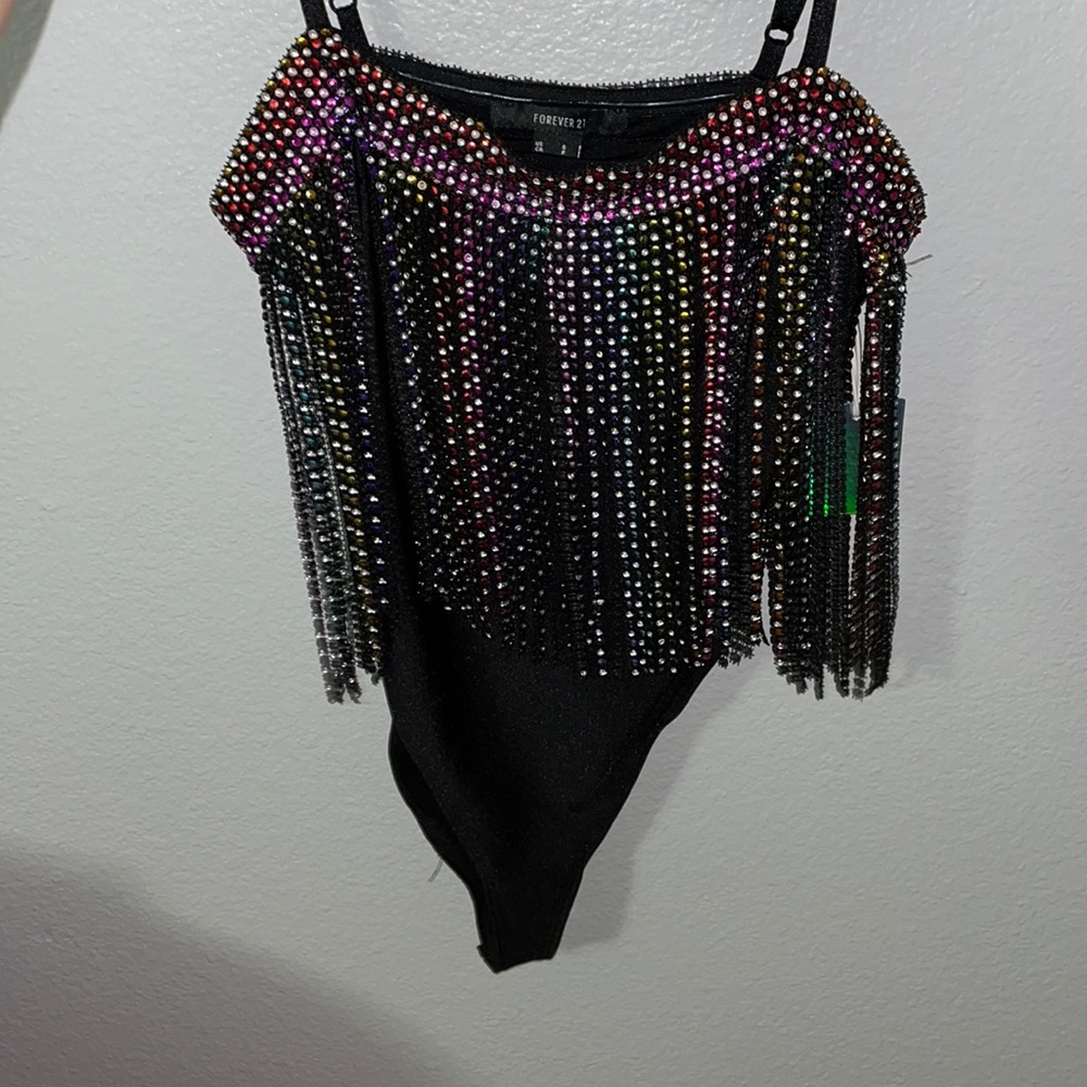 Bedazzled black bodysuit